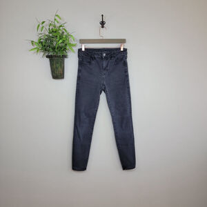 AE 8 American Eagle Skinny Jeans Black Wash Hi Rise Jeggings Next Level Stretch